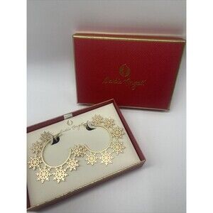 Darbie Angell Matte Gold Tone Metal Holiday Christmas Snowflake Hoop Earrings